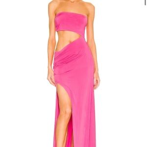 NBD Strapless Cutout Maxi Dress in Hot Pink